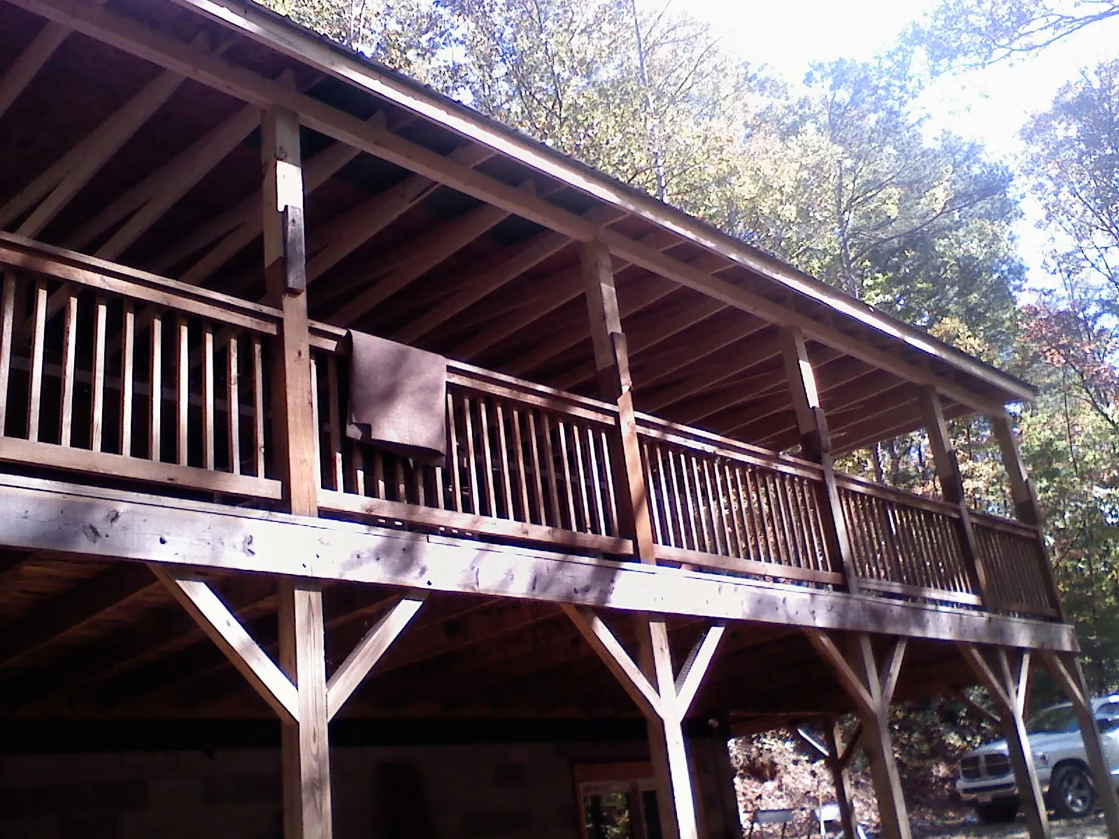 Timber framing under a new elevated porch and deck — Roof Leak Repair in Pickerington by Roofing Brothers